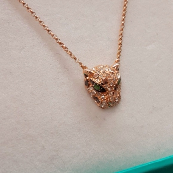 Diamond and Emerald Panther necklace - Picture 4 of 6